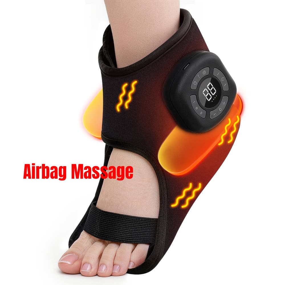 Massageador de tornozelo com função de Airbag e compressa quente, almofada de aquecimento para aliviar a dor, recarregáv