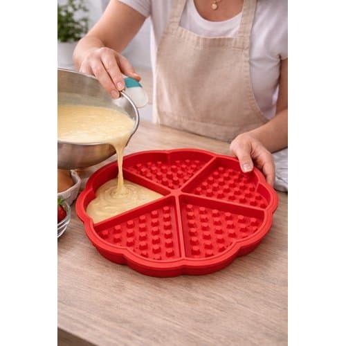 Forma Silicone Antiaderente Waffle 5 Divisoes Flexivel Facil Limpeza Resistente Calor