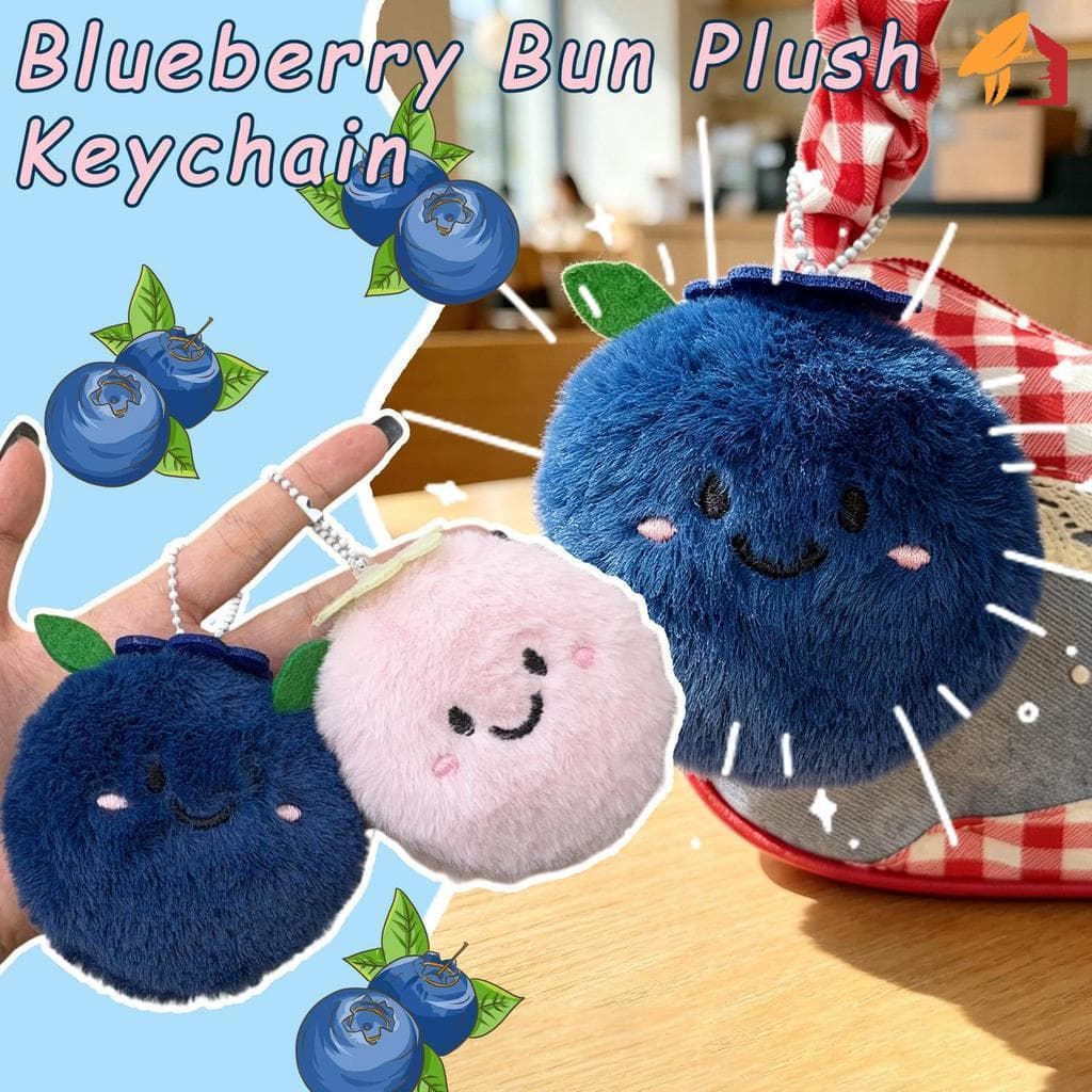 Chaveiro De Pelúcia De Pão Cozido No Vapor De Mirtilo Macio Kawaii-Pingente De Boneca De Comida De Frutas Fofas-Acessóri