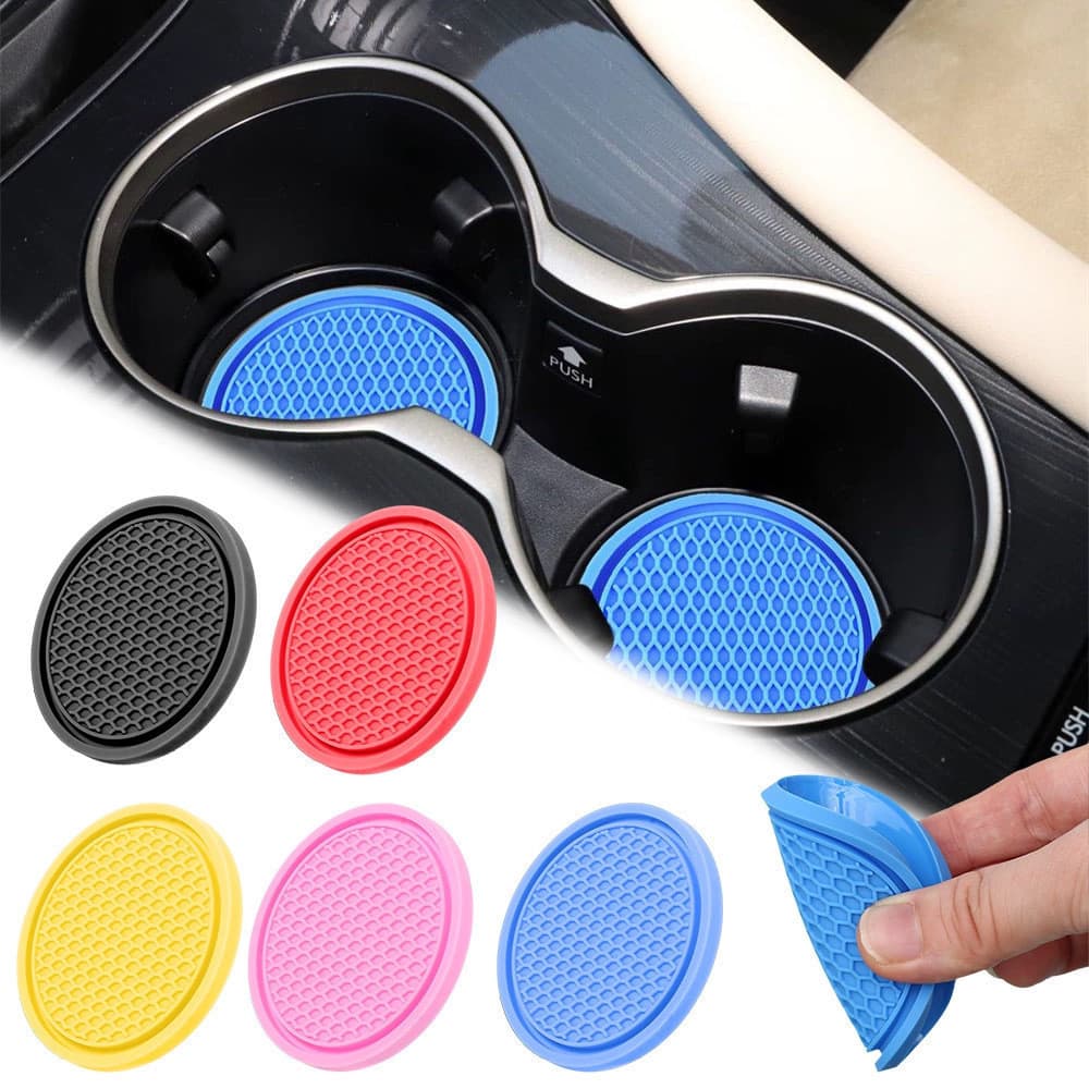 2 suportes universais de silicone antiderrapantes para copos de carro, acessórios para interior de automóvel