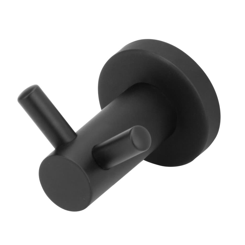 Porta Toalha Cabide Duplo Banheiro Inox Luxo Preto Black Toalheiro Modelar