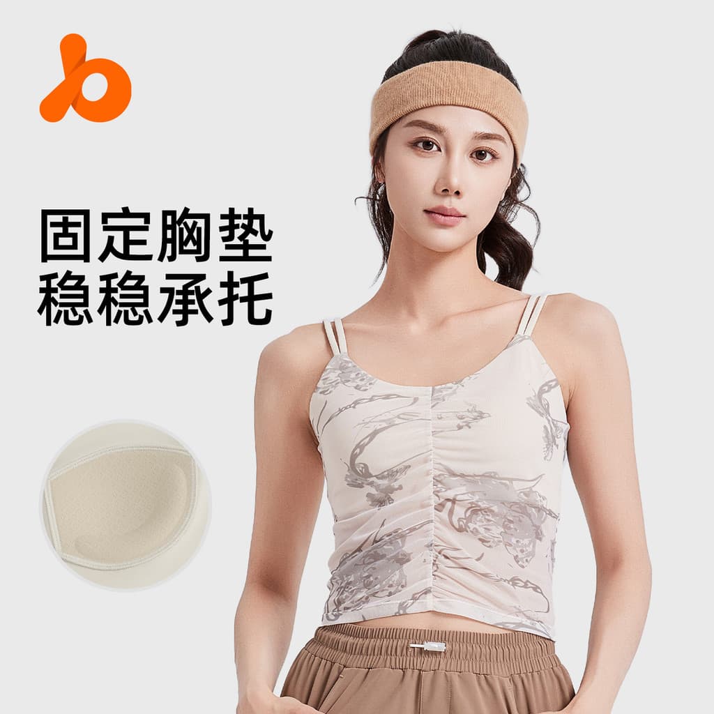 Novo modelo transfronteiriço com estampa de estilo chinês, belo design nas costas, copa fixa embutida, adequado para usa