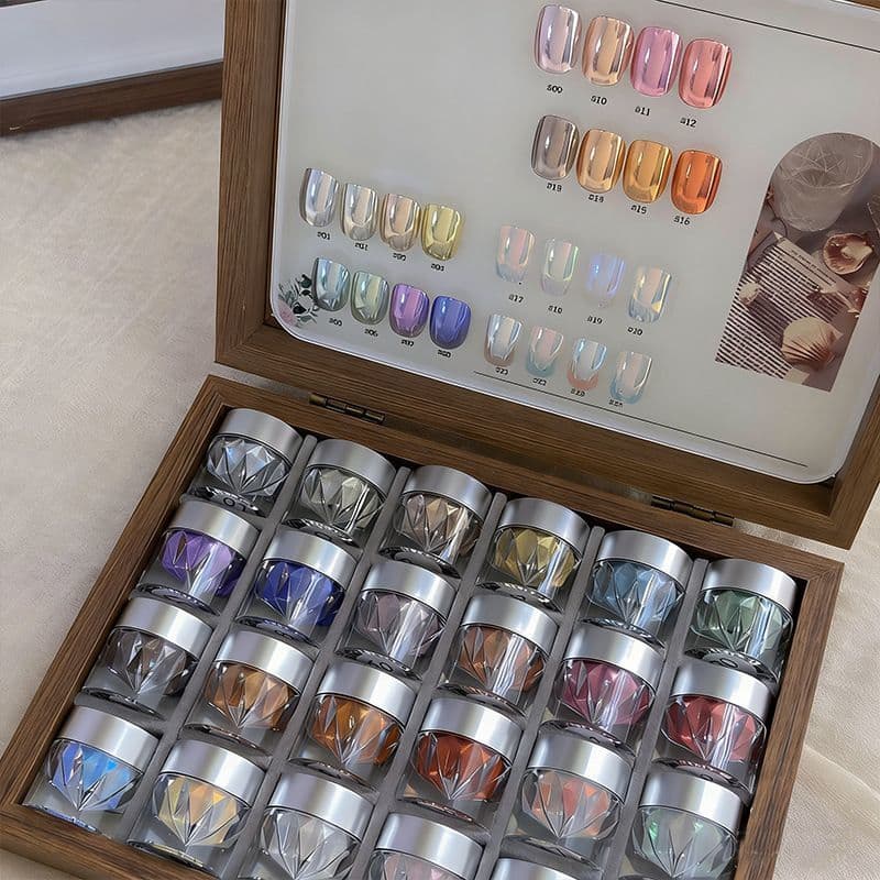 Prego Espelho Mágico Em Pó 24 Cores Conjunto Completo Super Brilhante Luar Versátil Espumante De Unhas Para Salões De Be