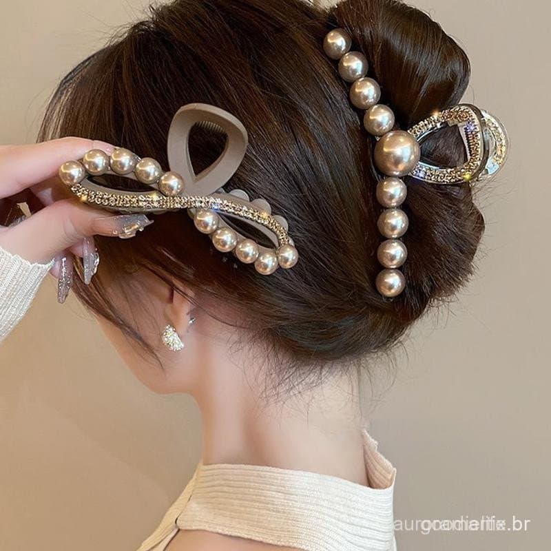 EA & Moda Camélia Pérola Grampo De Cabelo Meninas Elegante Rabo De Cavalo Clipe Tubarão Doce Grande Caranguejo Garra Ace