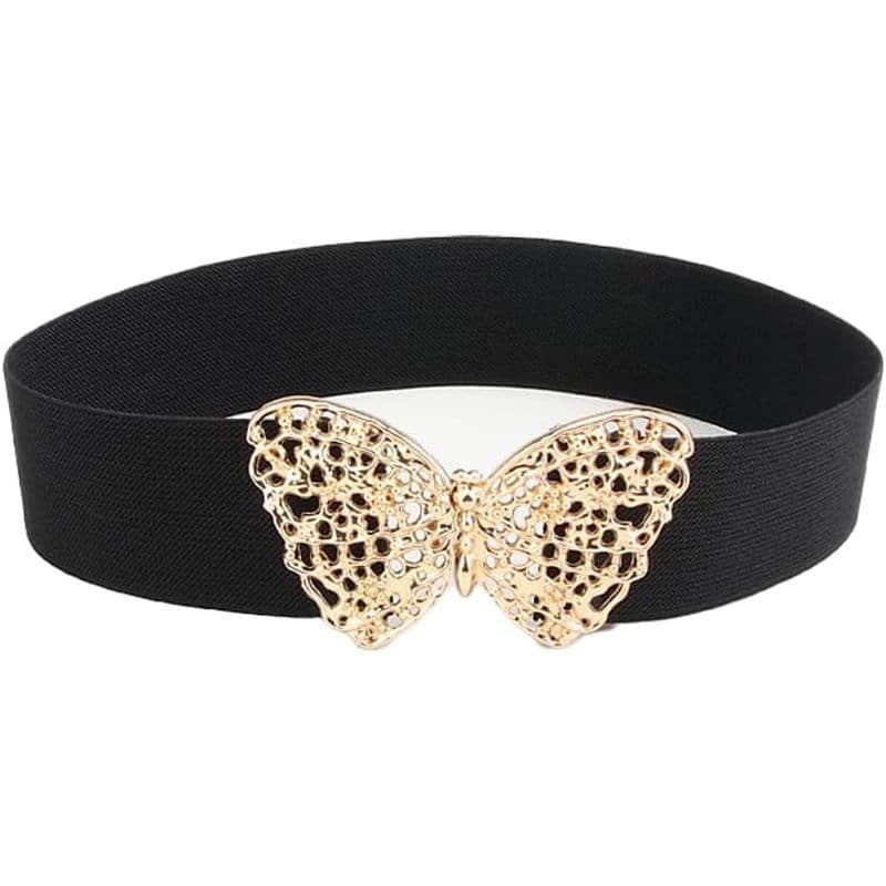 COTIM COYIN Cinto Feminino Com Fivela Borboleta Elástica , Fecho De Metal Vintage , Cintura