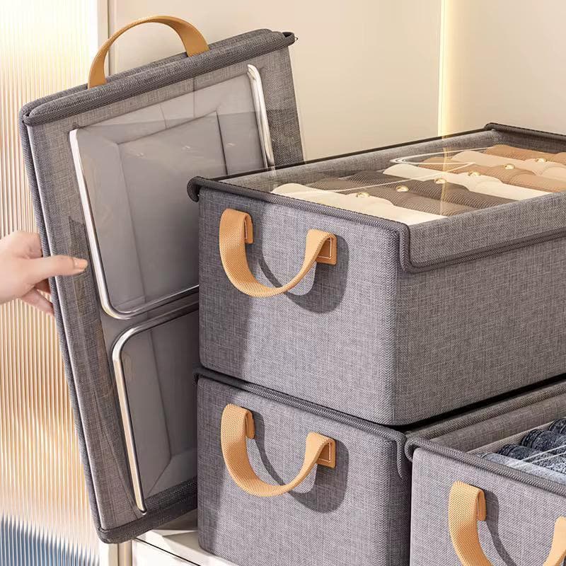 Kit 4 Caixa Organizador Grande Edredom Cobertor Casaco Guarda roupa Com/Sem Tampa