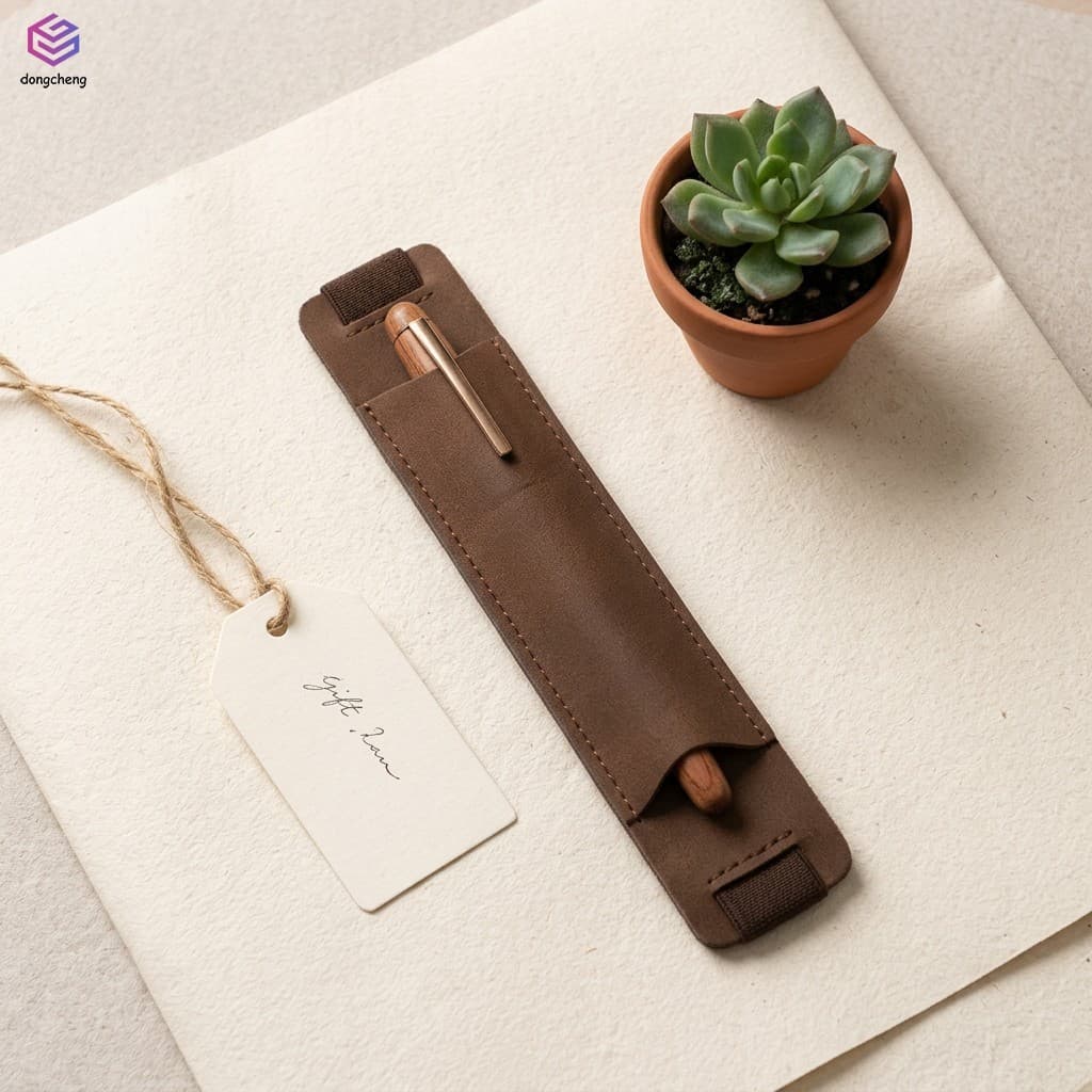 Porta-Canetas De Couro PU Fosco Vintage Com Alça Elástica Para Notebook Estudo De Escritório