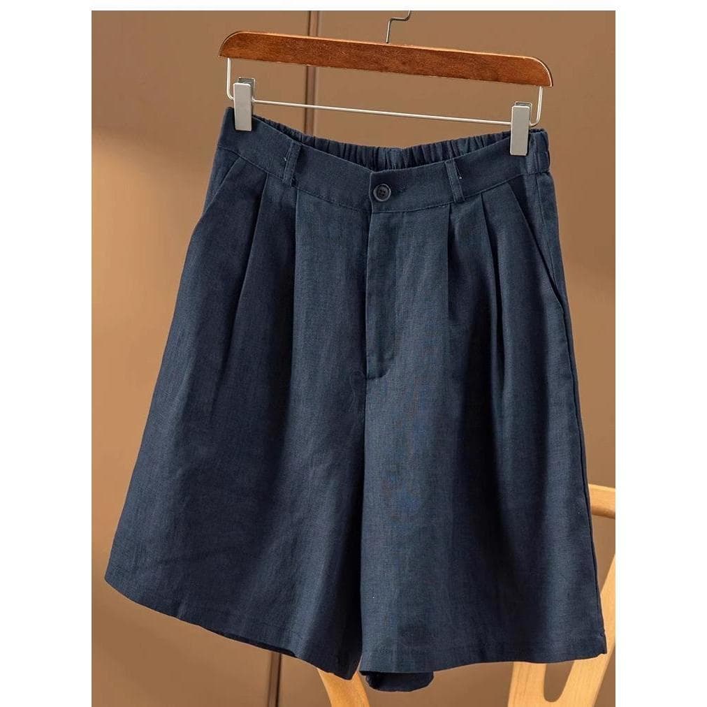Tencel linho Shorts feminino verão fino respirável calças de cinco pontos Retro algodão linho solto cintura alta mais ma