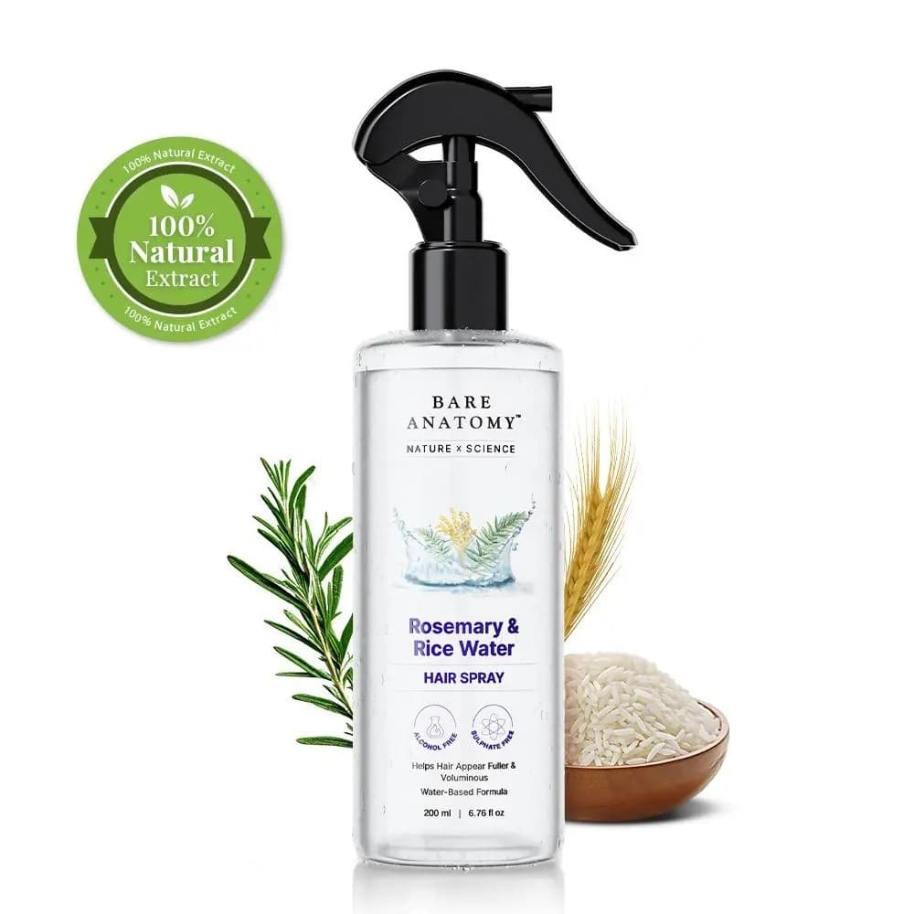 Bare Anatomy Nature x Science Água de Alecrim com Água de Arroz | Extrato 100% Natural |   Cabelo Macio e Liso, Não Oleo