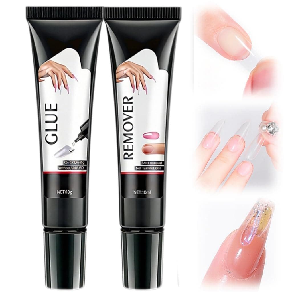 Cola para Unhas Semi-Sólida de Secagem Rápida, Nova Cola para Unhas em Gel 2026, Adesivo para Unhas de Longa Duração par