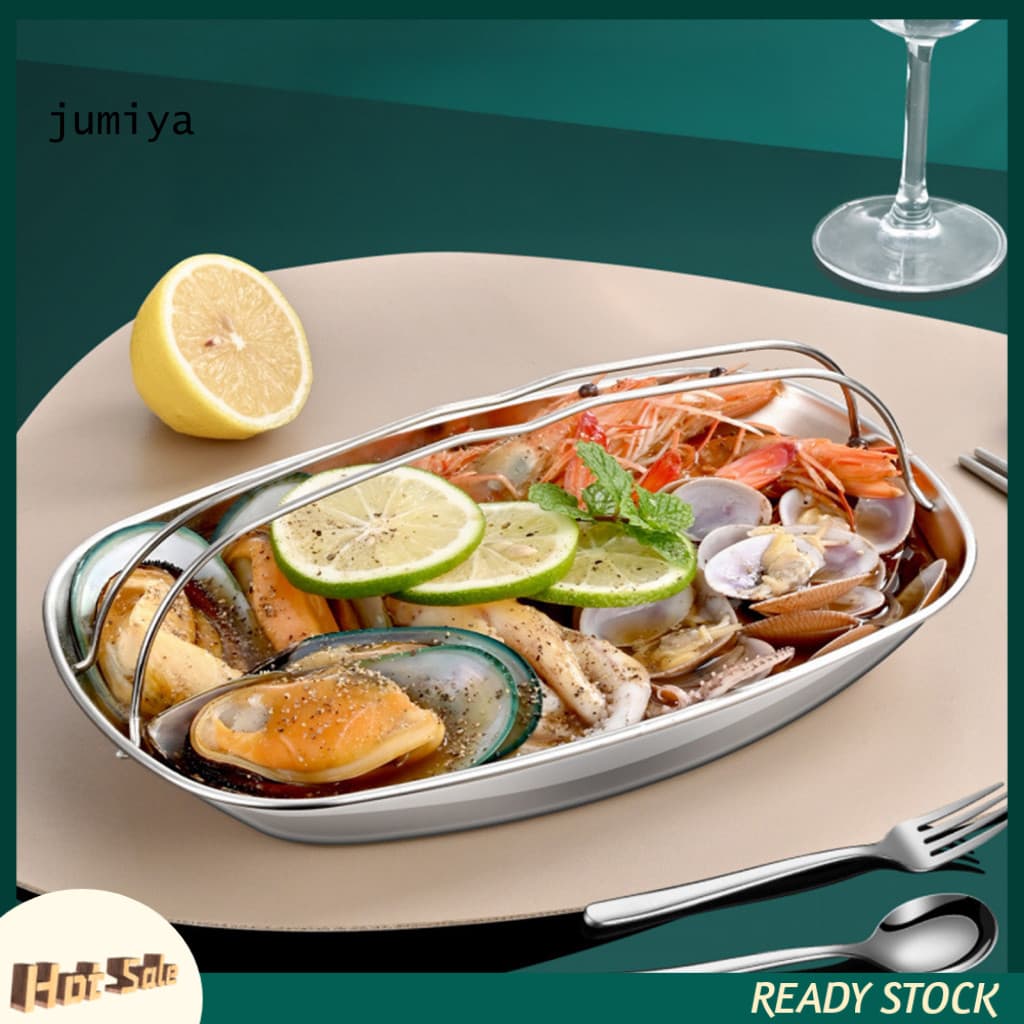 Oval Steaming Tray for Fish Professional Seafood Steamer Stainless Steel Plate with Ergonomic Handles – Pan for Whole