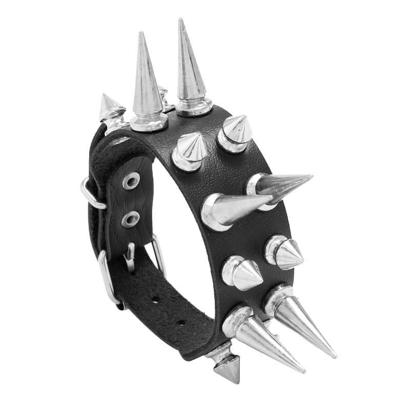 Europeu americano estilo Punk exagerado duas fileiras apontou prego pulseira de couro único dominador rua Rock masculino