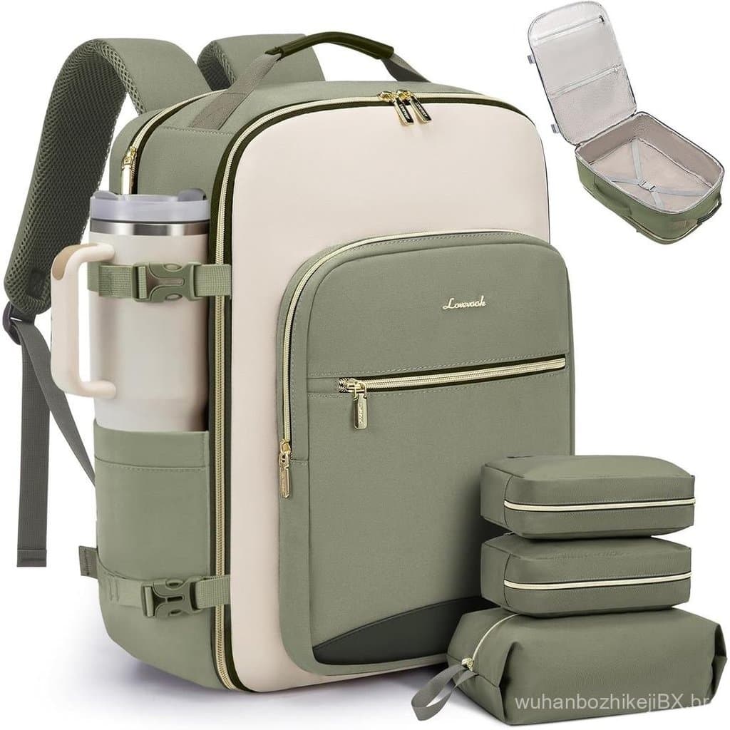 Mochila de Viagem LOVEVOOK 40L para Mulheres e Homens, Bagagem de Mão Aprovada por Companhias Aéreas com 3 Cubos de Orga