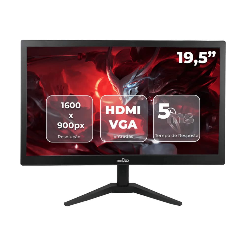 Monitor LED 19.5" MNBox HD com HDMI e VGA D-MN002 Cor Preto