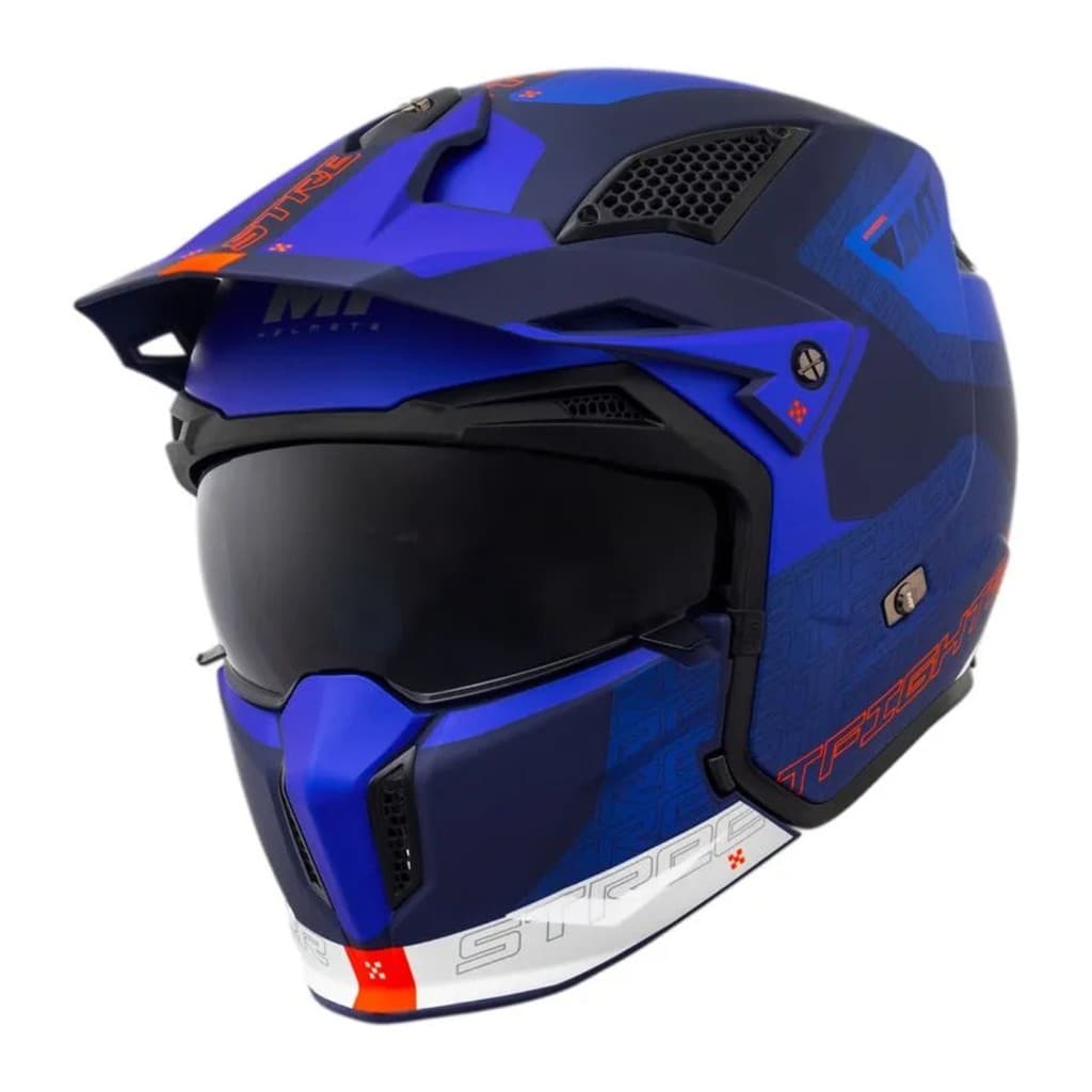 Capacete Mt Streetfighter Sv Totem C17 Azul Fosco