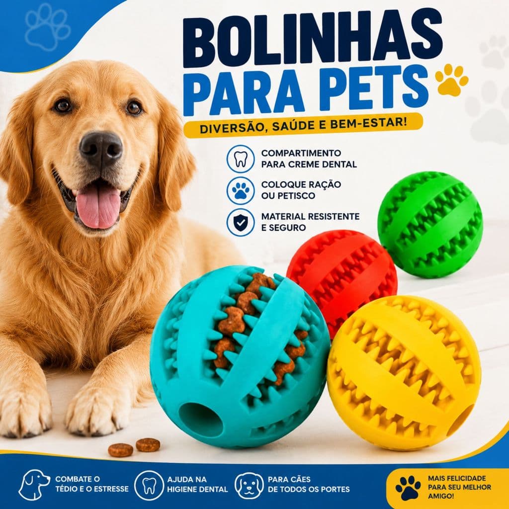 Bola Interativa Pet Porta Petisco para Cães Brinquedo Mordedor