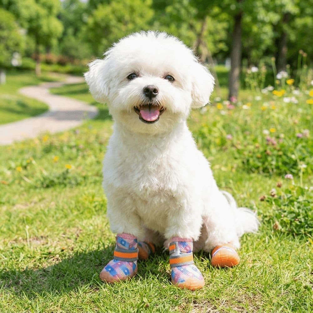 4 Unidades/Conjunto Sapatos De Malha Para Cães , Botas De Rede Animais De Estimação Resistentes Ao Desgaste Respirável ,