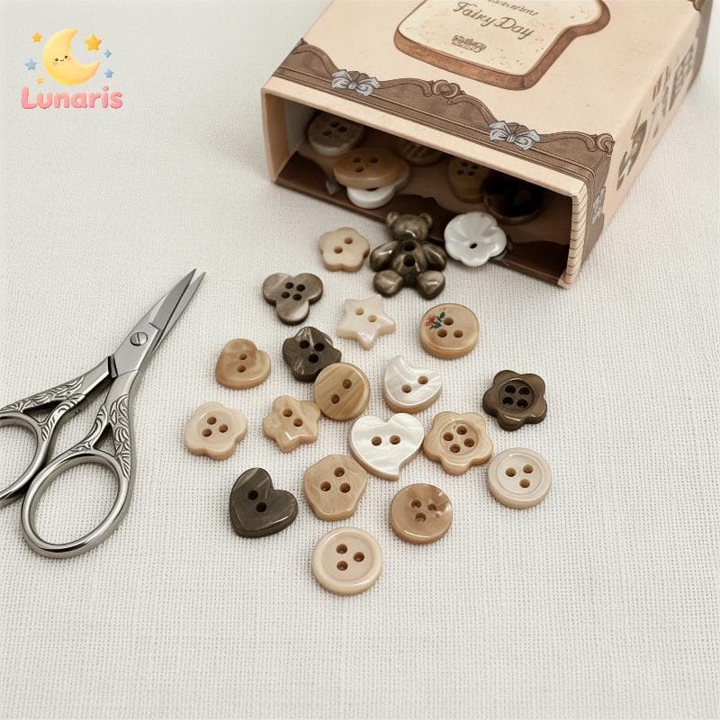 Lunaris 10 Peças Botões Coloridos Vintage Aleatórios Para Scrapbook Manual Decoração De Vestuário Acessórios De Costura