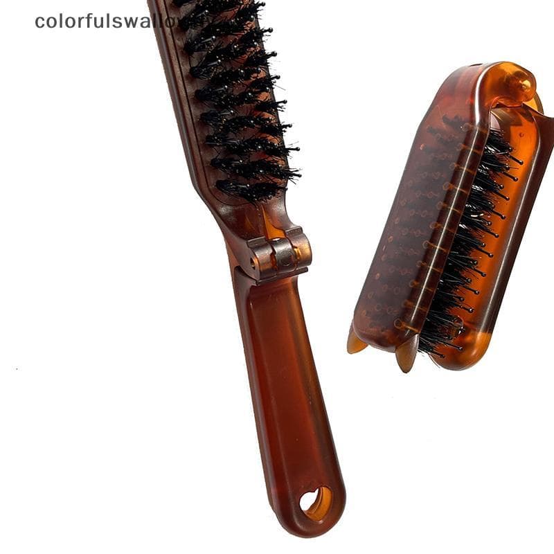 CSF Âmbar Dobrável Portátil Viagem Cabelo Reto Curlb Para Barba Poeta Cerdas Escova De Salão De Beleza Ferramentas Estil