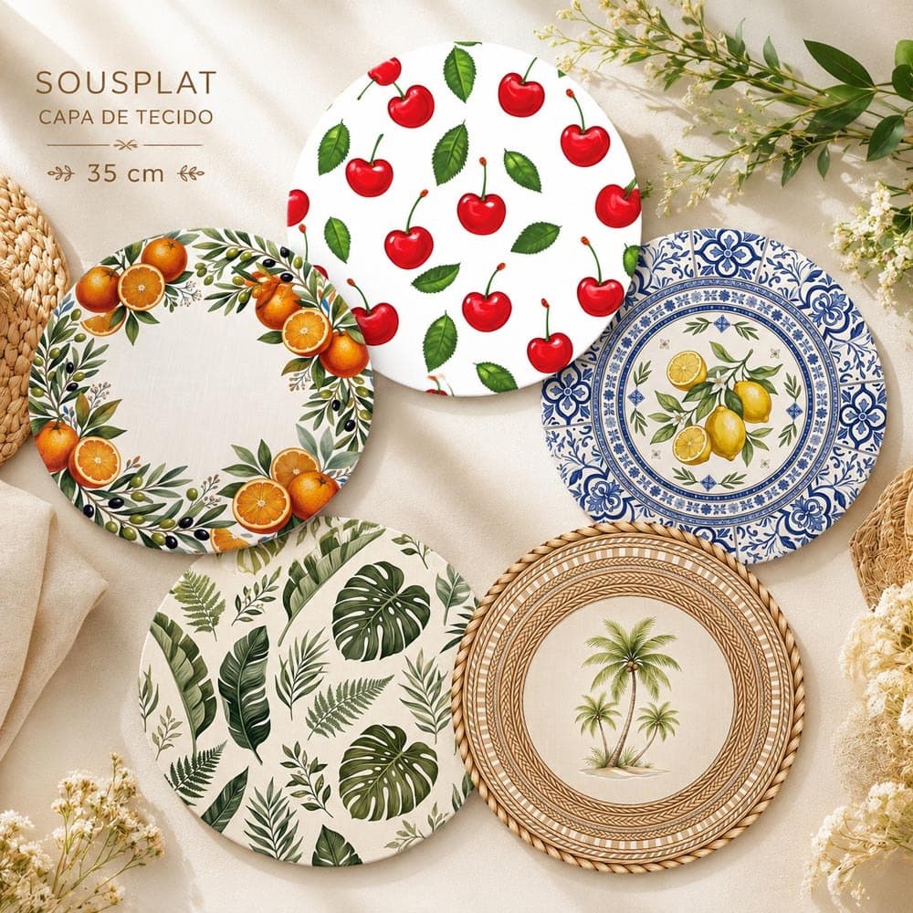 Capas Sousplat Decoração Para Mesa Posta Estampas Variadas