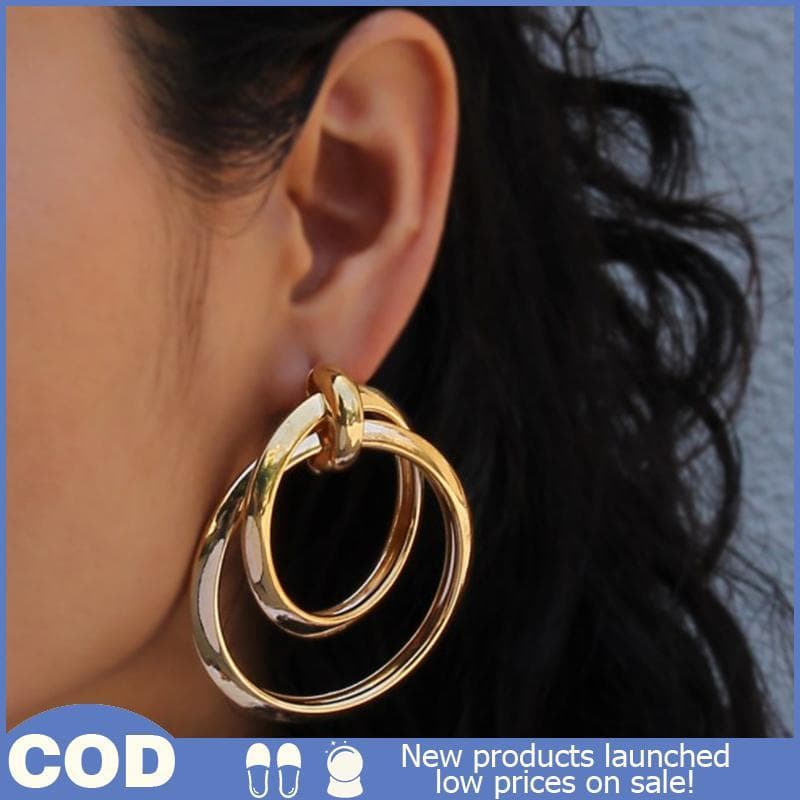 Moda Coreano Metal Elegante Brinco De Argola Mulher 2024 Novo Vintage Geométrico Declaração Brincos Jóias Presente
