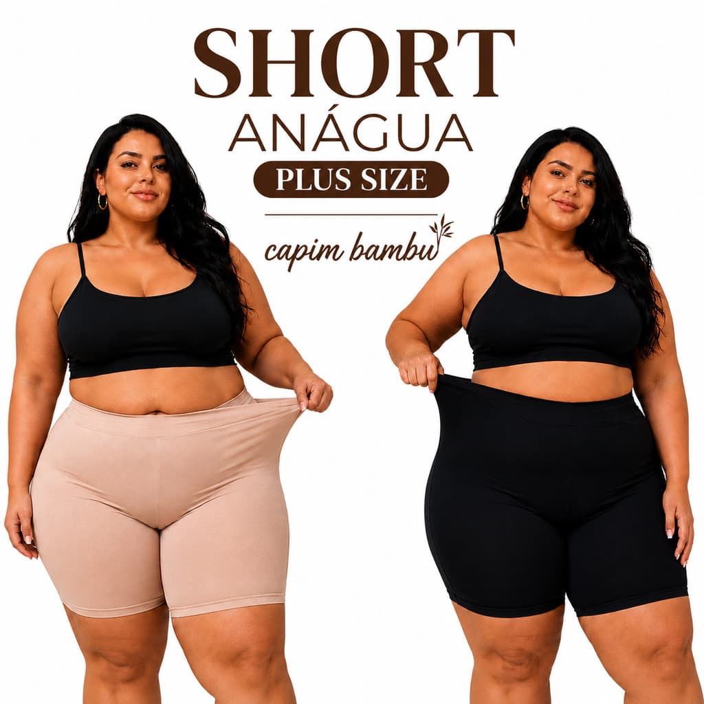 Short Anágua Feminino Plus Size Cinta Modeladora Evita Transparência Confortável Segunda Pele