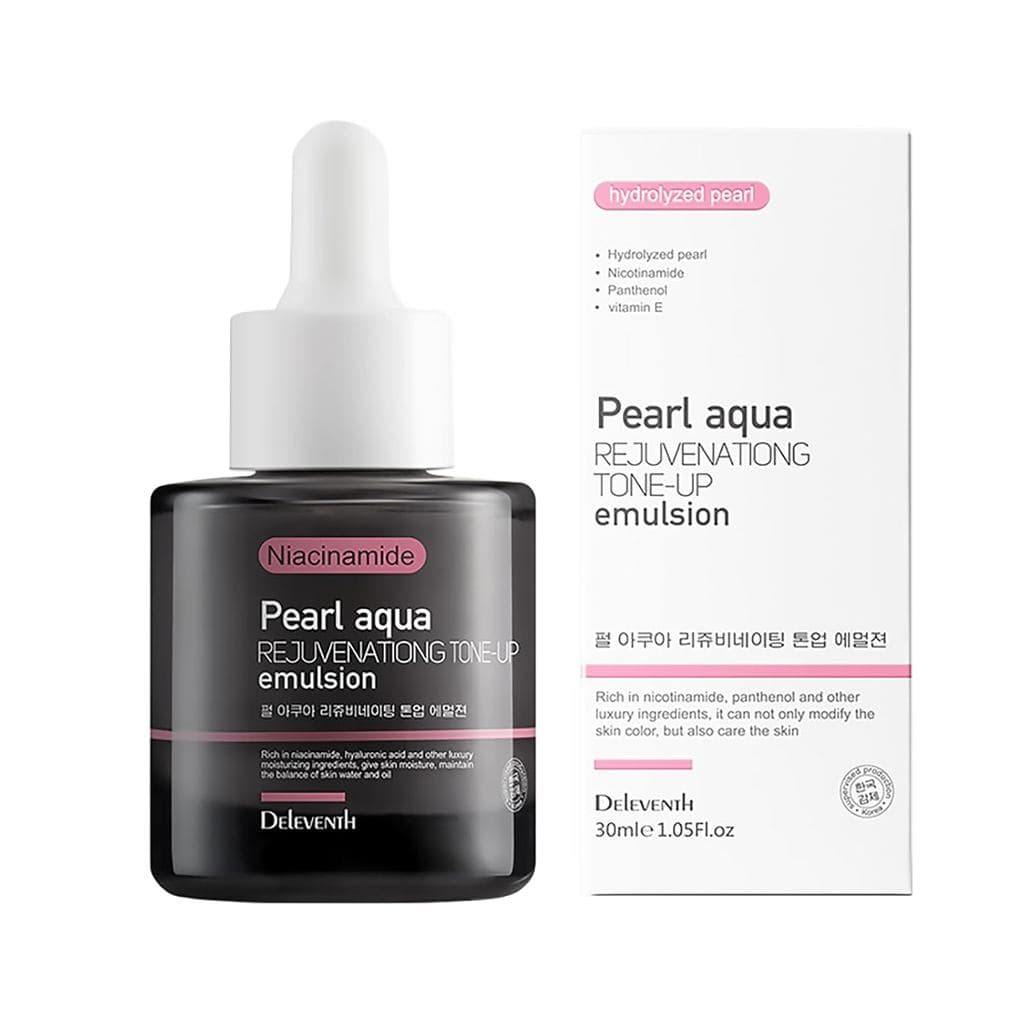 Emulsão Rejuvenescedora Pearl Aqua da Marca Coreana 30ml / com Niacinamida, Vitaminas B5 e Vitaminas E para uma Pele Rad