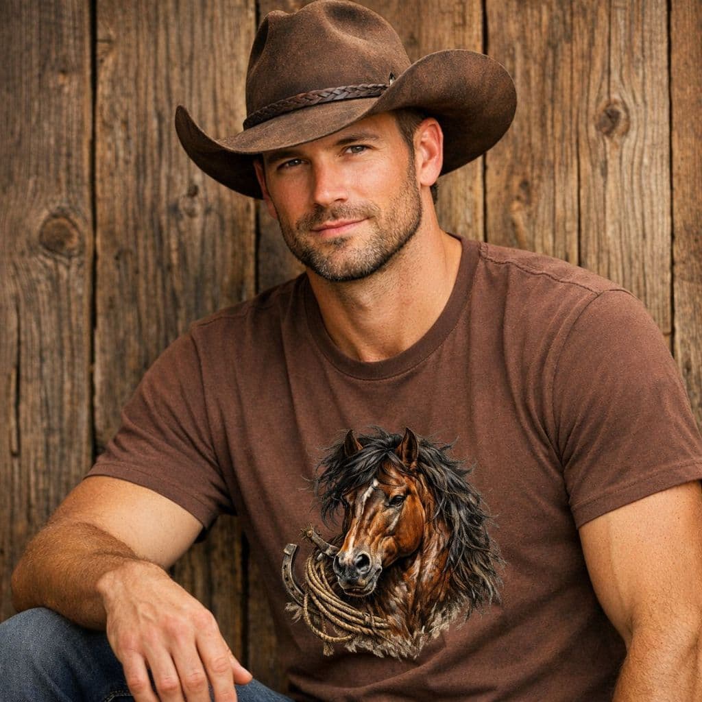 Camisa Masculina Country Estampa Camiseta Cavalo Western Sertanejo Rodeio Barretão RF