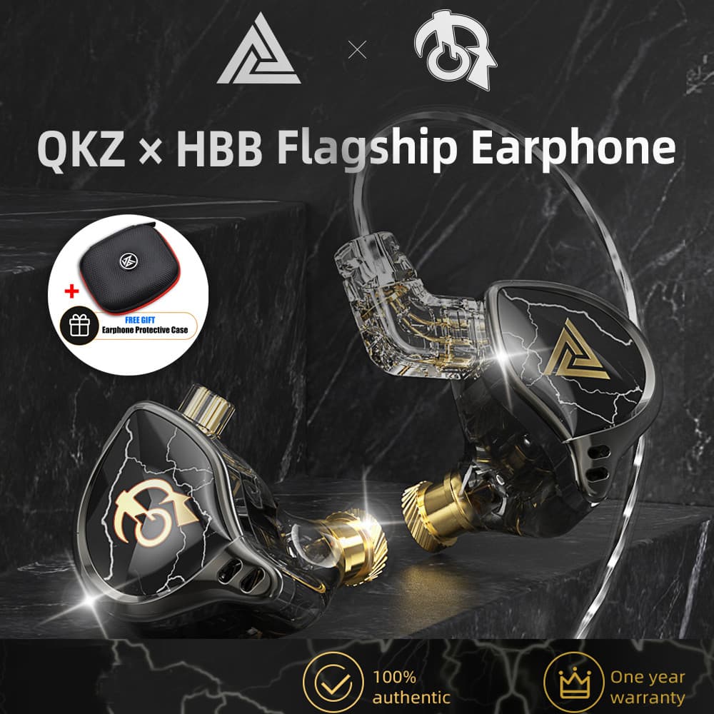 Fones de Ouvido Intra-Auriculares HiFi QKZ x HBB com Diafragma Revestido de Titânio de 10mm