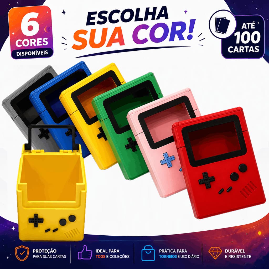 Porta Cartas Caixa Deck Box Pokémon TCG Estilo Game Boy Para até 100 Cartas