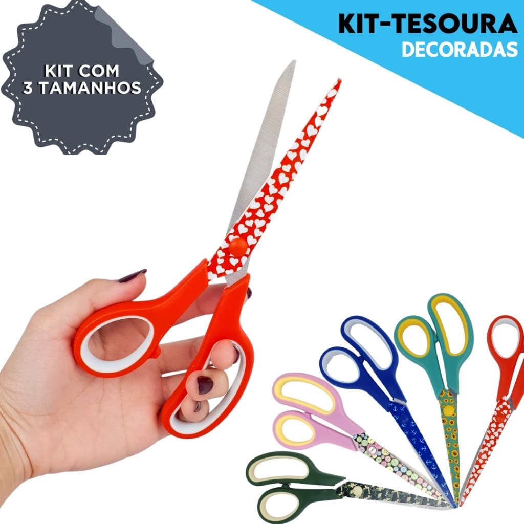 Kit C/ 03  Tesoura Para Costura Decorada - BV