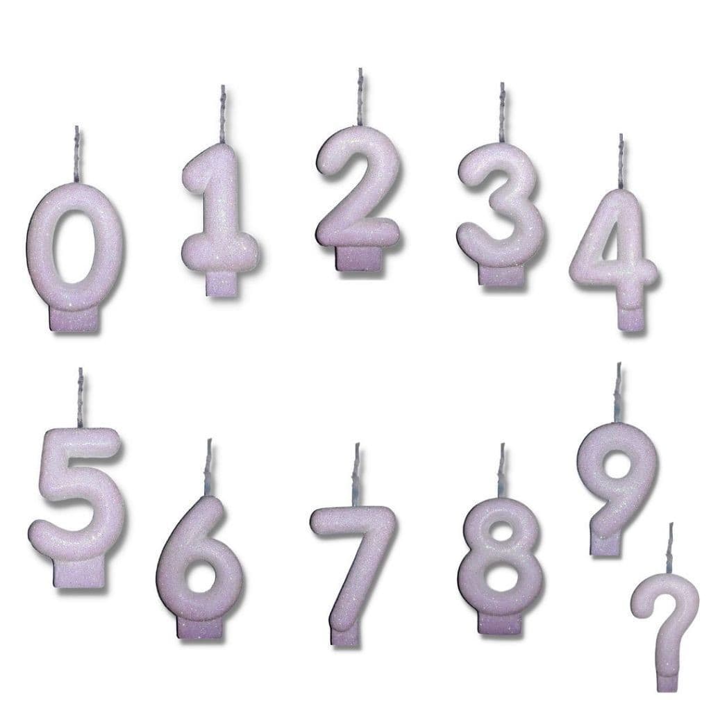 Velas De Aniversário com 11 Números - Branco 0 a 9 e ? FXL001.