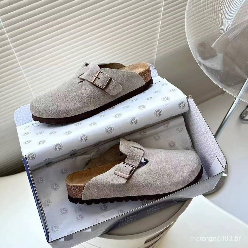 Novo Modelo 2025 de Sandálias Birken em Couro Genuíno, Tamanhos 33-43, para Mulheres/Homens, Sola de Cortiça LGCU DBX7 G