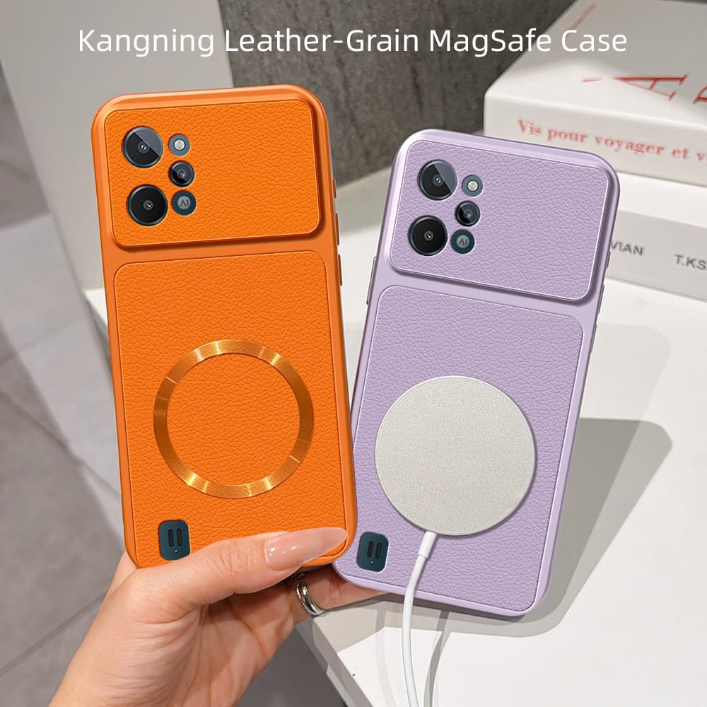 Aplicável Ao Realmec31 realme c31 RMX3501 Capa De Couro Fosco Com Anel Magnético De Carregamento , Telefone