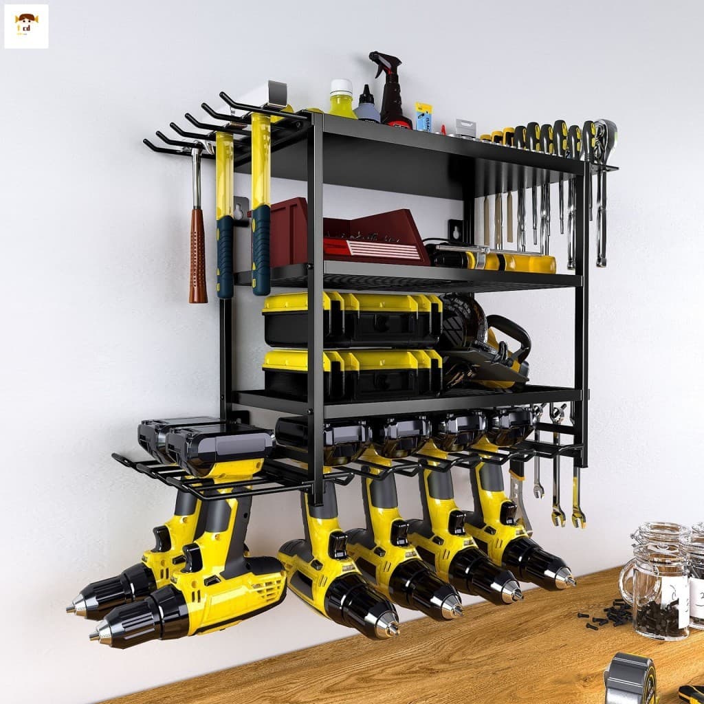 Rack De Armazenamento De Ferramentas De 4 Camadas Montado Na Parede-Organizador De Furadeira Elétrica Para Hardware