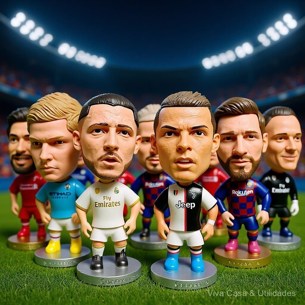 ⭐ Presentes para fãs de futebol: Real Madrid, C. Ronaldo, Lewandowski, Messi, Neymar, Salah, figuras de jogadores famoso