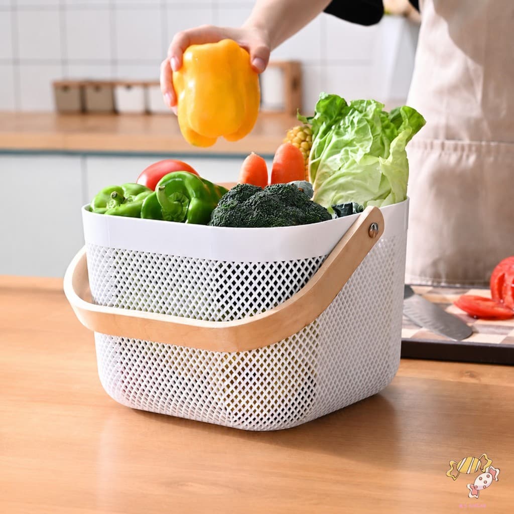 Cesta De Drenagem De Plástico Para Cozinha-Filtro De Água Piquenique De Armazenamento De Frutas Vegetais