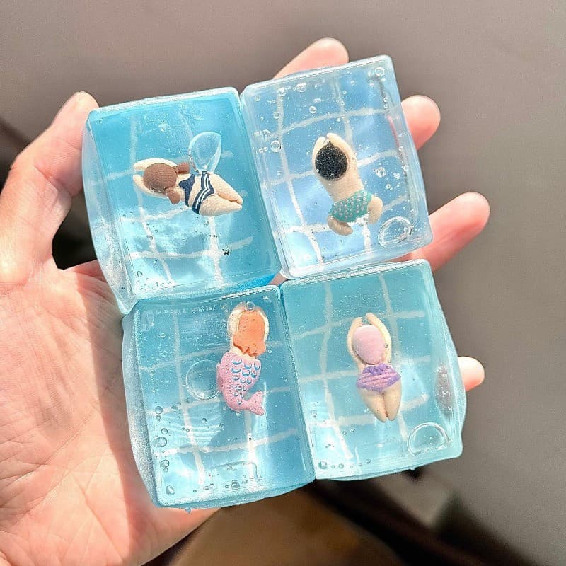Brinquedo macio de maltose azul transparente, adequado para festas na piscina, brinquedo infantil para alívio do estress