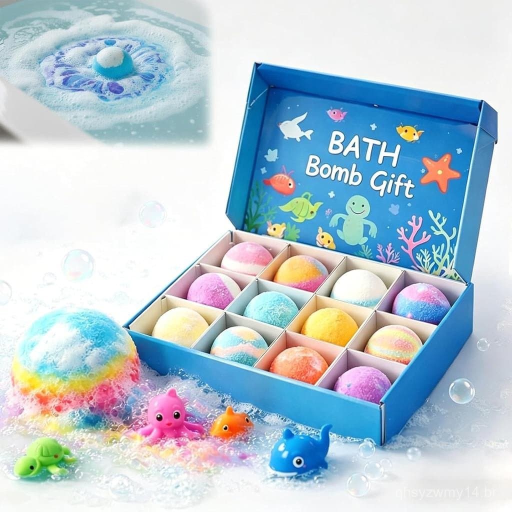 Novas Bombas de Banho para Crianças 2026 com Surpresa Dentro, Conjunto de 12 Bombas de Banho para Crianças com Brinquedo