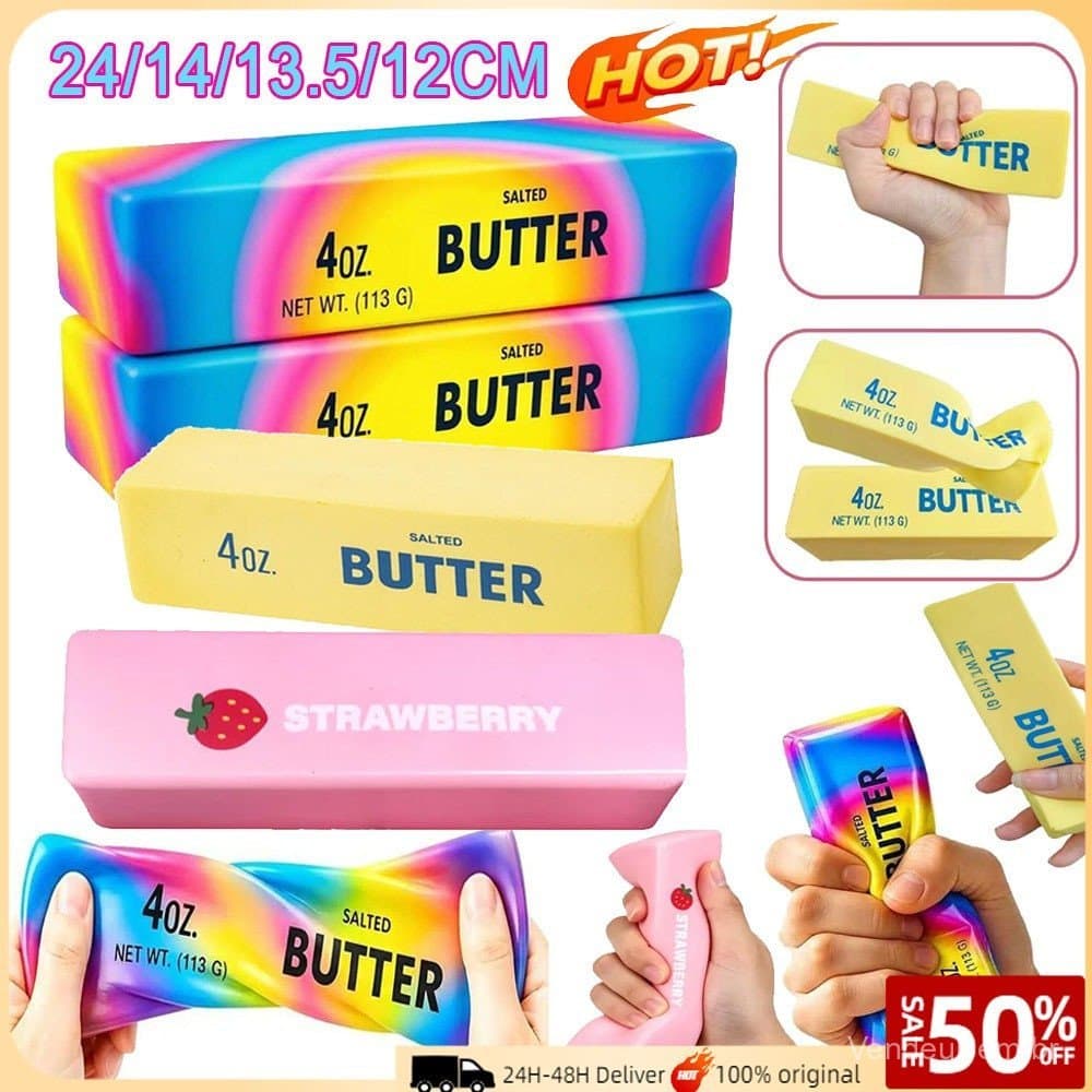 Brinquedo Squishy de Manteiga Multicolorido de 24 cm, de Ascensão Lenta, Brinquedos Sensoriais para Alívio do Estresse