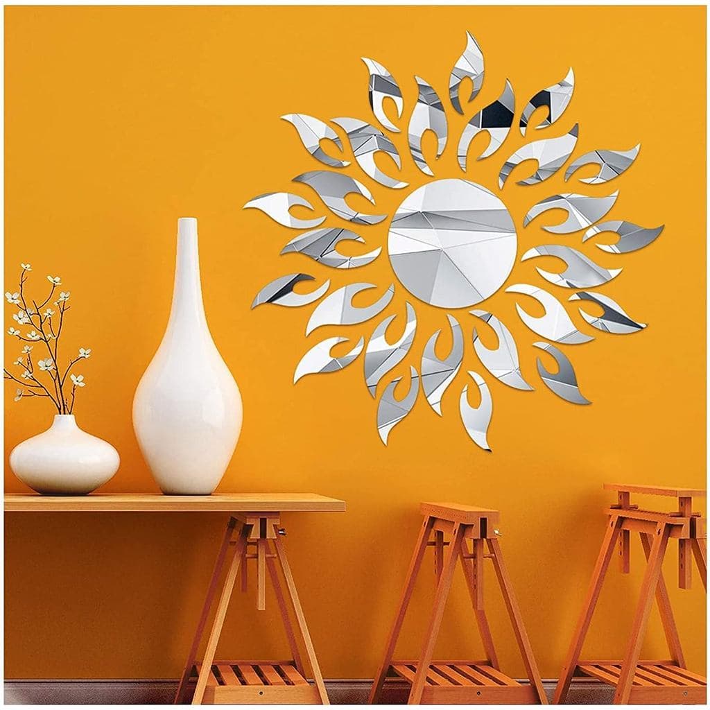 Adesivo Decorativo de Parede 3D Espelho Girassol, Adesivos de Arte de Parede CUNYA Removíveis, Espelhos Acrílicos Removí