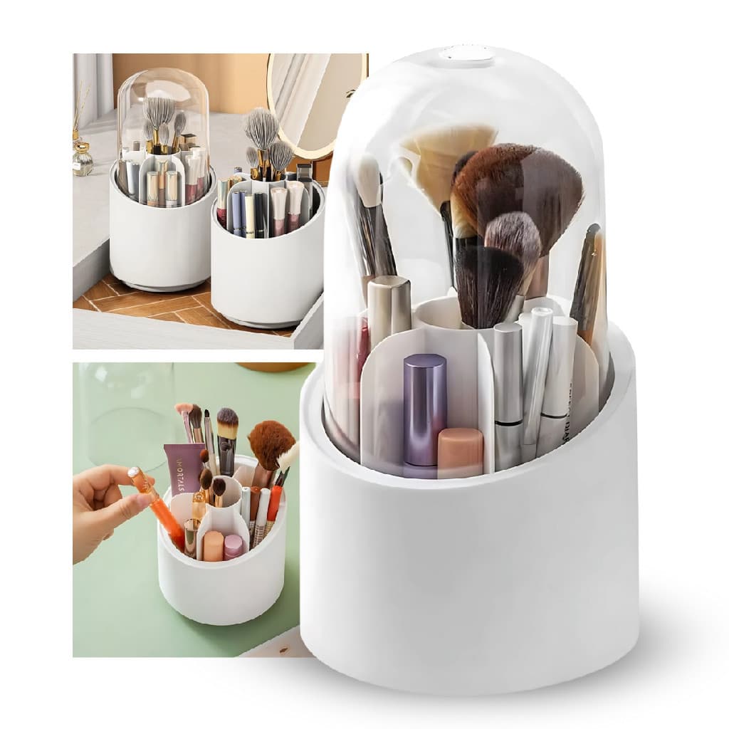 Organizador Multiuso Utensílios Maquiagem Pincel Escritório Giratório 360o Acrílico Suporte de Cosméticos