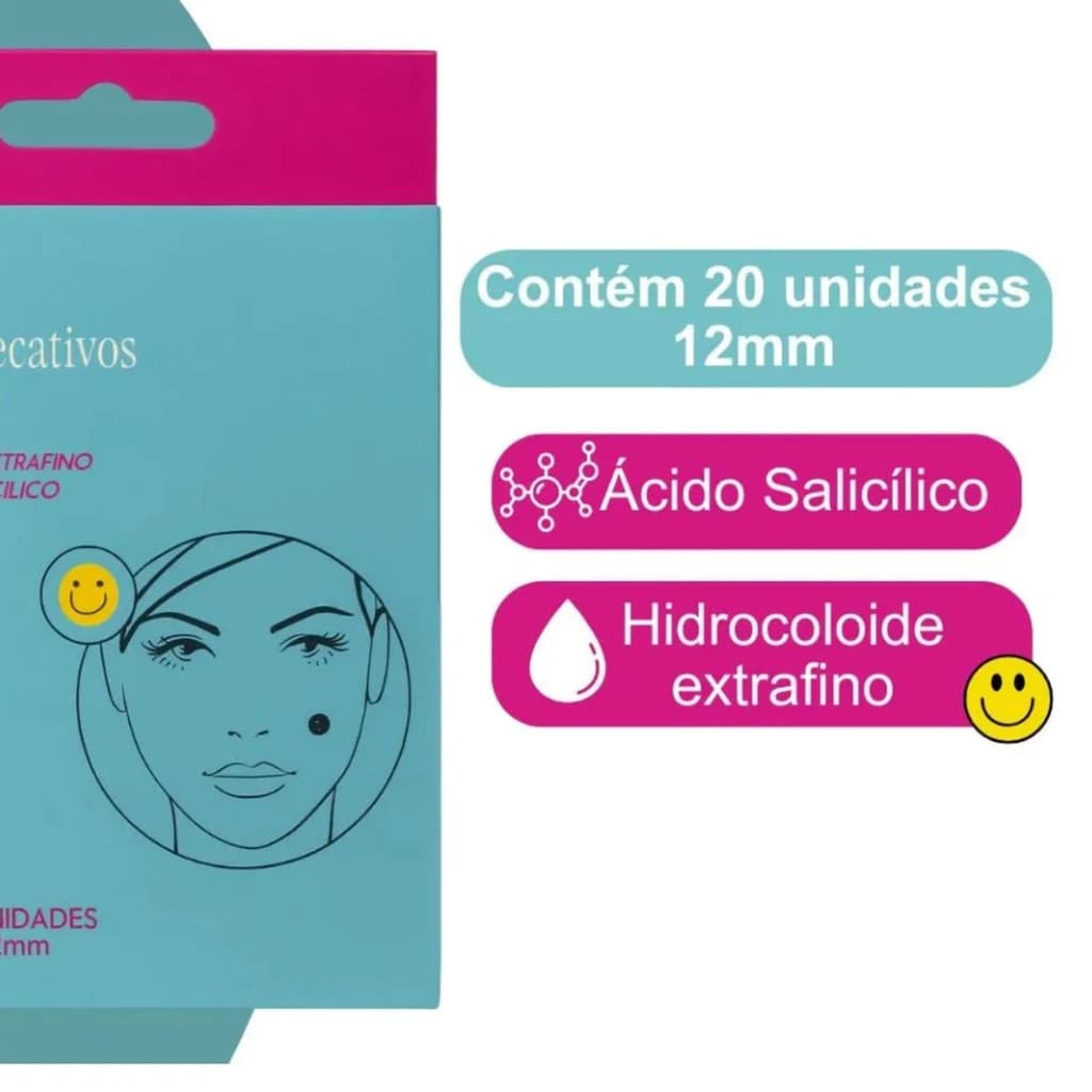 Adesivos Secativos para Acne Smile Ricca – Curativos Hidrocoloides para Espinhas com 20 Unidades