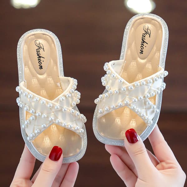 | slippers | Não crianças chinelos de pérola estilo princesa meninas interior crianças ao ar livre usar antiderrapante m