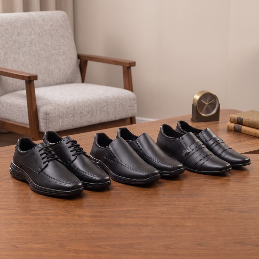 Kit 3 Pares De Sapato Social Masculino Conforto Moderno Estiloso