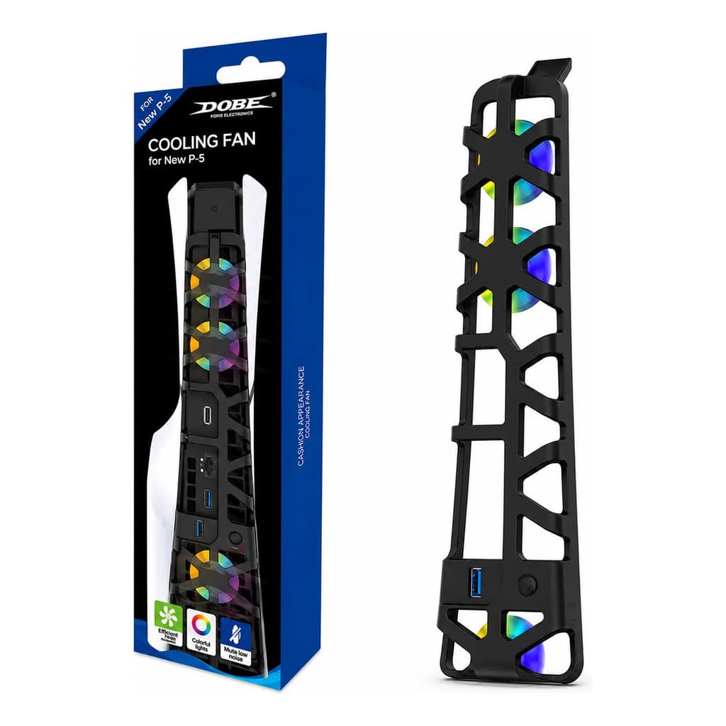 Cooler Externo Ventilador Dobe Tp5-3538 Led Compatível Com Ps5 Slim Disco E Digital Rgb