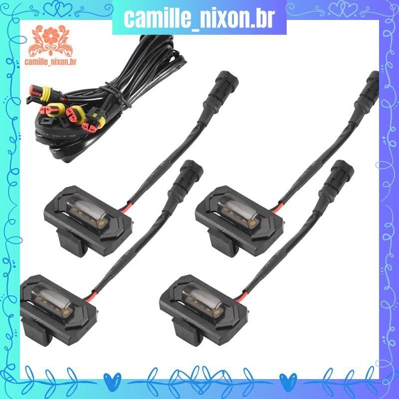 [camille_nixon.br] 4 Pcs LED Luzes De Grade Frontal Para Esportes Off Road 2020 2021 Lâmpada De Grelha Externa
