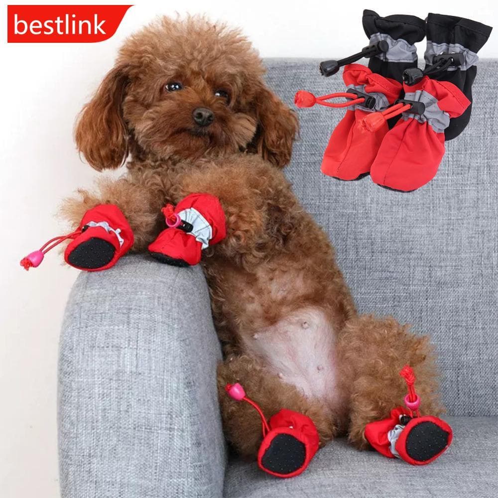 BESTLINK 4 Unidades À Prova D'água Antiderrapante Sapatos Para Cães De Estimação Botas De Chuva E Neve Protetor De Pata
