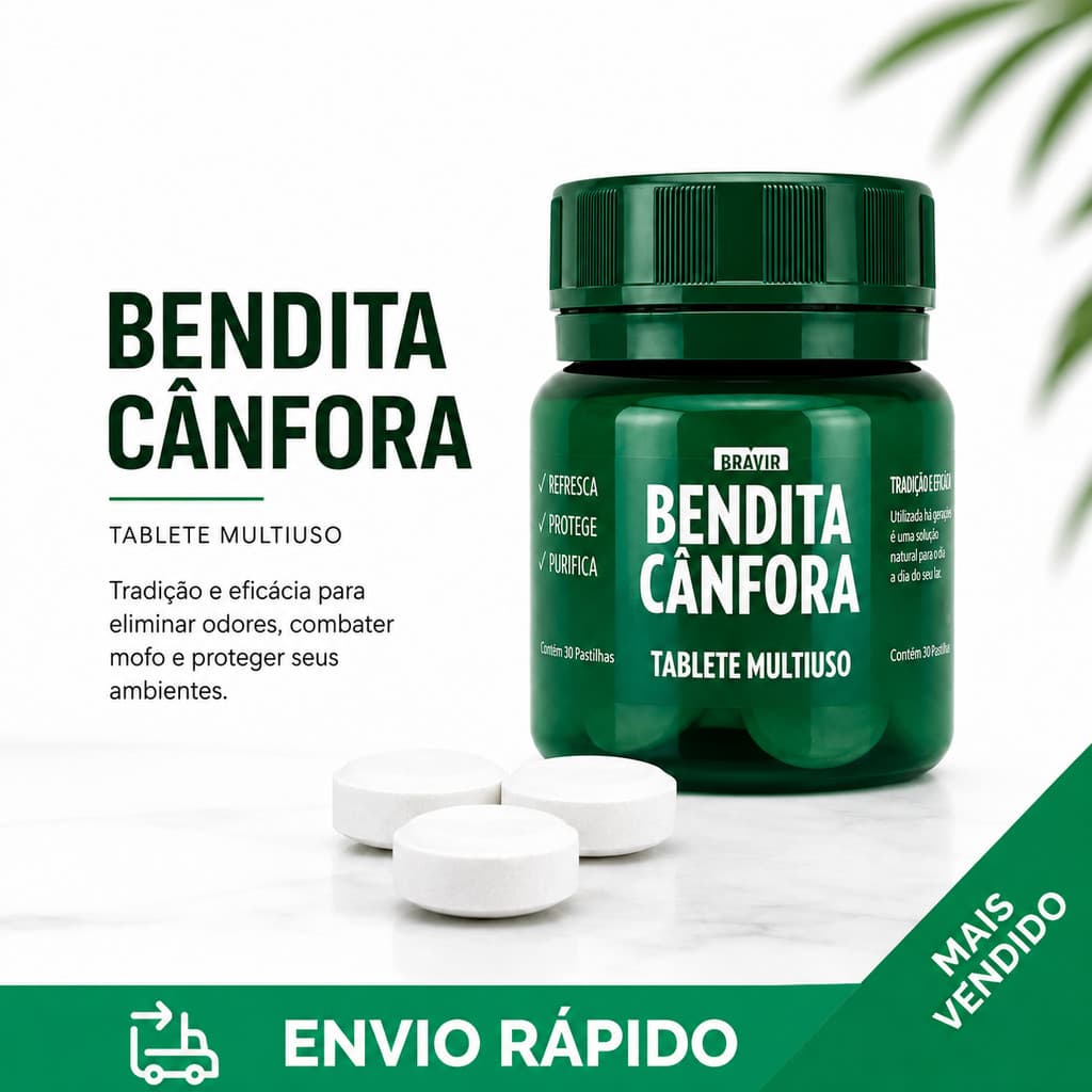 Pastilhas de Cânfora Bendita Cânfora 30 Un Antimofo Elimina Odores Odorizante Armários Gavetas