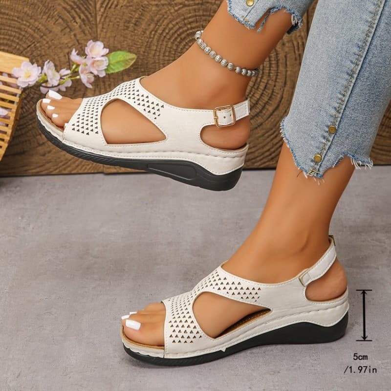 2026 Moda Sola Grossa Sapatos De Praia Oco Respirável Sandálias De Cunha Para Mulheres Verão Mulher Peep Toe Plataforma